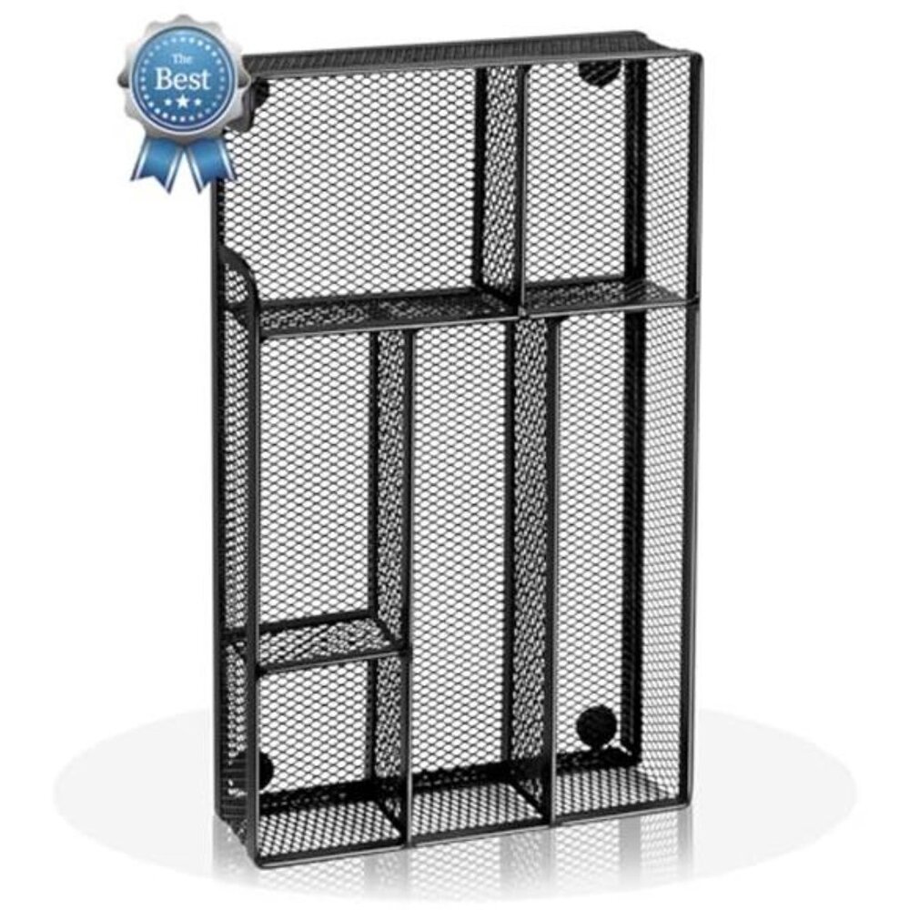 Desk Drawer Organizer 6 Compartment Metal Mesh Tray Office School Makeup Kitchen
